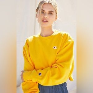 Champion Reverse Weave Yellow Cropped Sweatshirt Sz XL